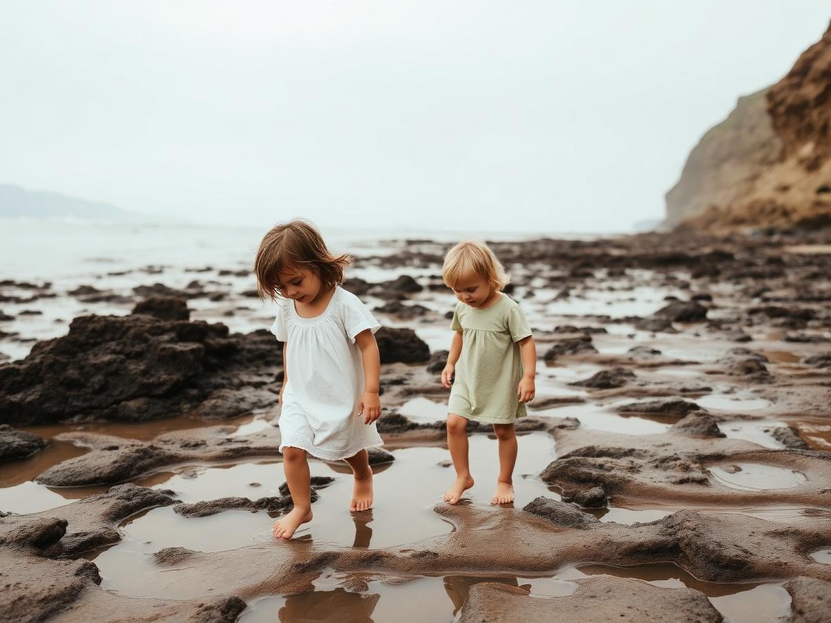 Children exploring California tide pools